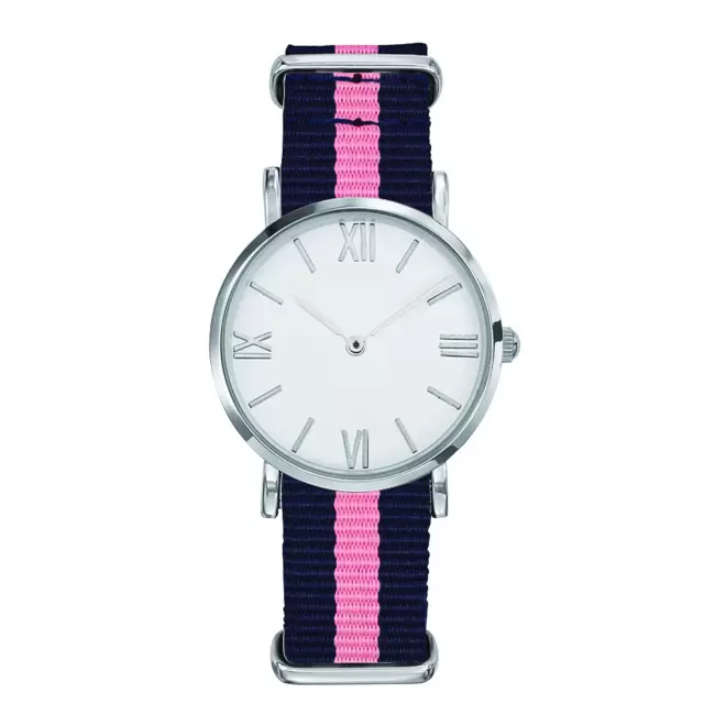 MONTRE FEMME PERSONNALISABLE 'AXELLE' - chrome/bleu/rose