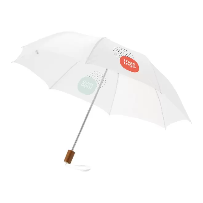 PARAPLUIE PLIABLE PERSONNALISÉ EN QUADRICHROMIE 'LINWOOD' - blanc