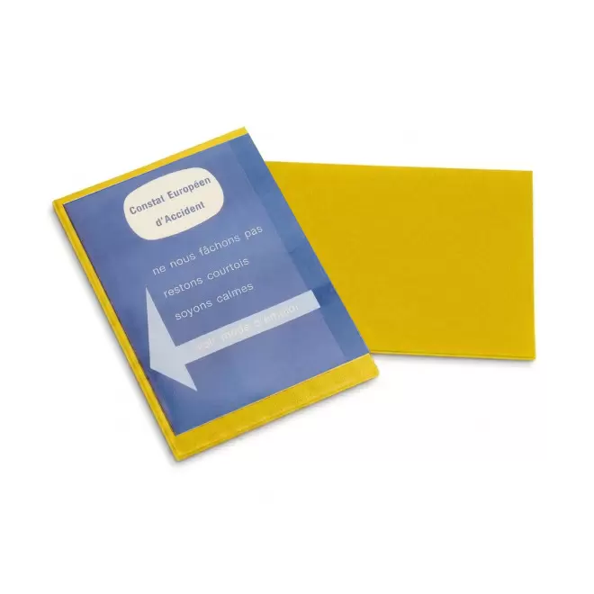 PORTE CONSTAT AMIABLE PERSONNALISE 'DRIVE SAFE' - jaune