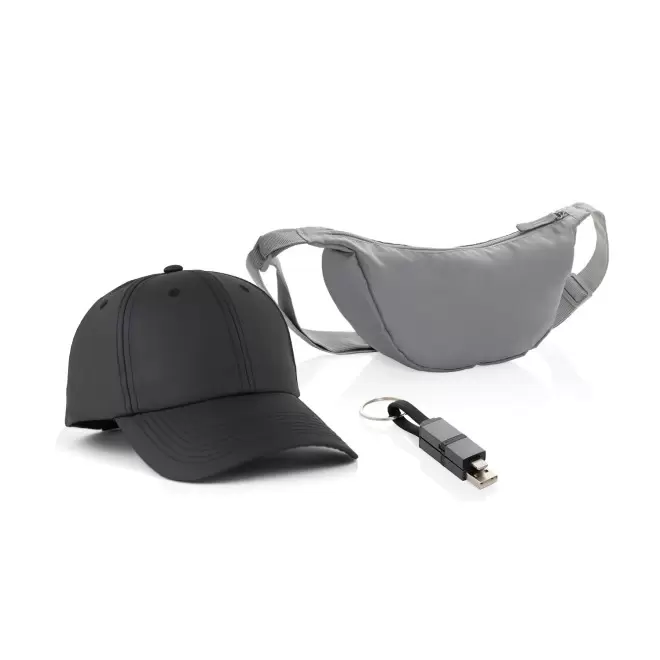 PACK PERSONNALISE CASQUETTE CABLE ET BANANE 'HIPSY' - gris