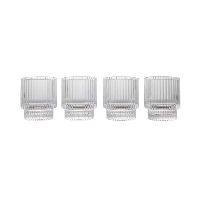 SET 4 VERRES NERVURES 25CL PERSONNALISABLE 'VIVIANE' - transparent