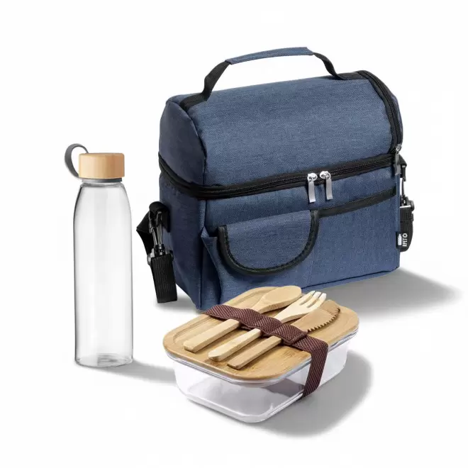 SET LUNCHBOX PERSONNALISABLE SAC ET BOUTEILLE 'GOSILI' - bleu marine