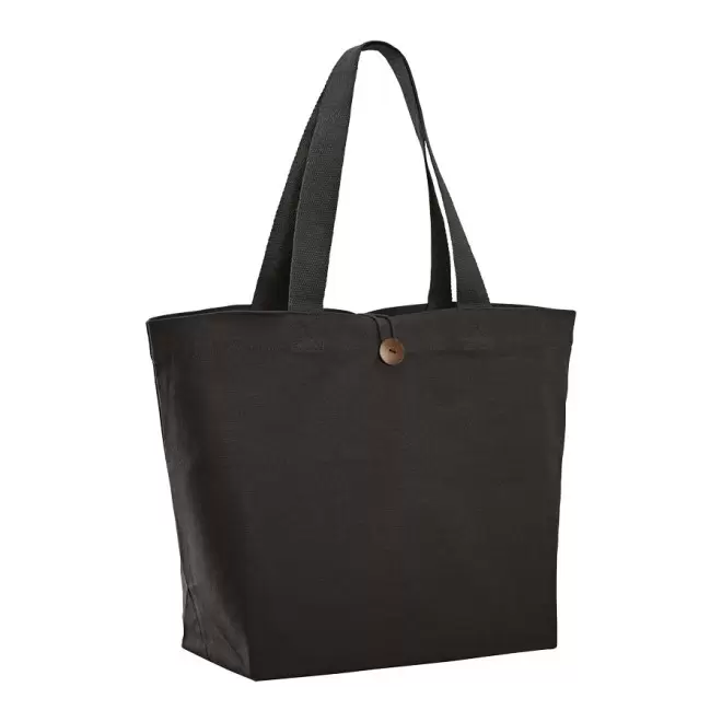 SAC SHOPPING/DE PLAGE EN COTON PERSONNALISABLE 'NILZA' - noir