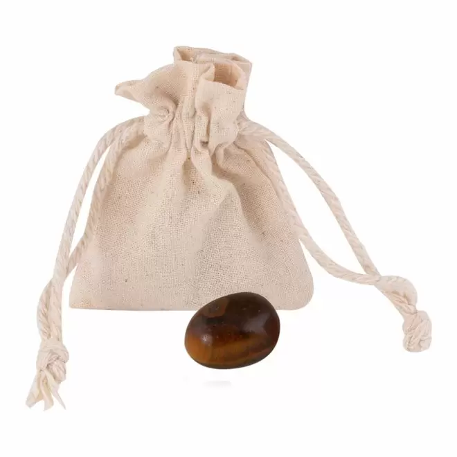 PIERRE NATURELLE PERSONNALISABLE AVEC POCHON 'ZENU' - marron