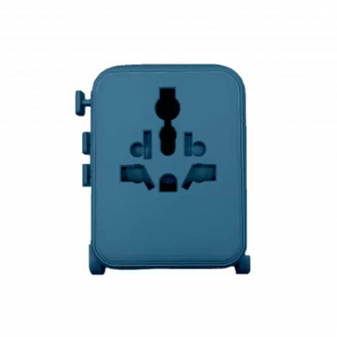 ADAPTATEUR PUBLICITAIRE PRISE UNIVERSELLE 'LUGGIE' - bleu