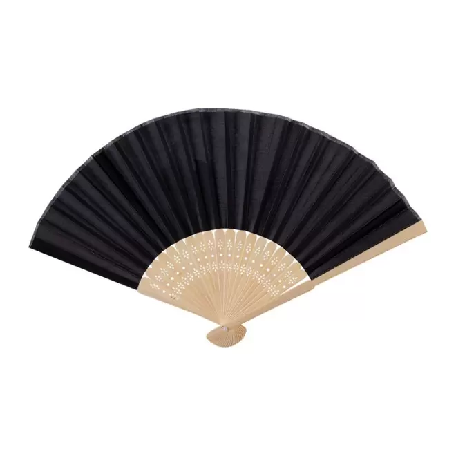 EVENTAIL EN BAMBOU SCULPTE PERSONNALISABLE 'BIGAN' - noir