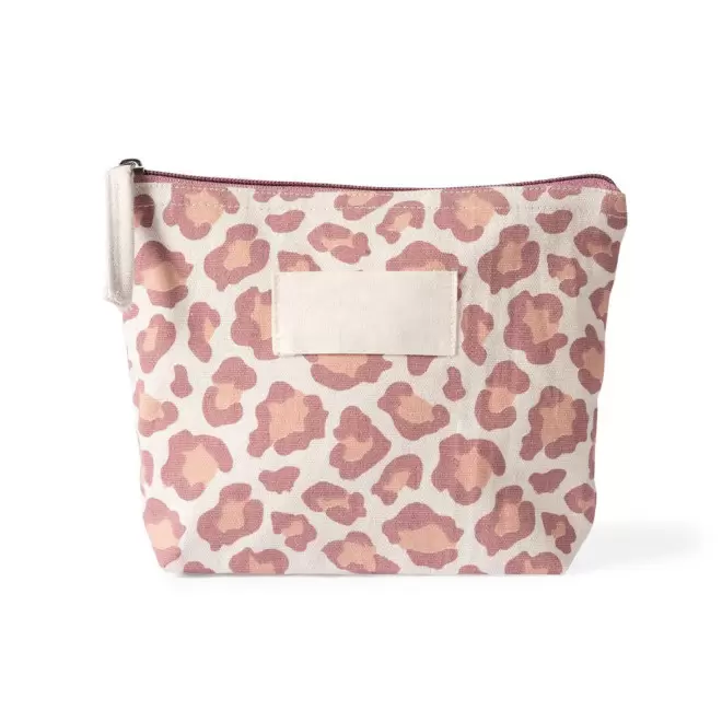 TROUSSE PERSONNALISABLE EN COTON LEOPARD 'SALESSE' - rose