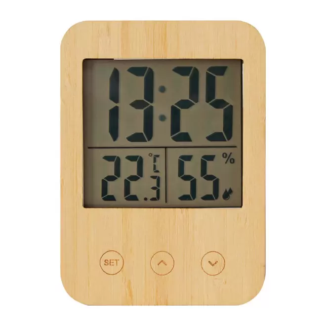 STATION METEO BAMBOU PERSONNALISABLE 'TEMPO' - beige