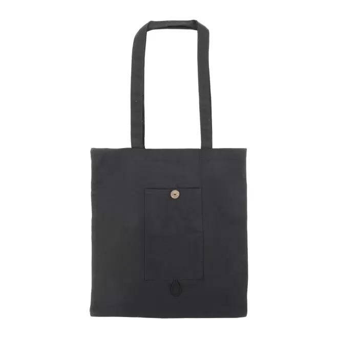 SAC EN COTON PLIABLE PERSONNALISABLE AVEC POCHE 'MADIA' - noir