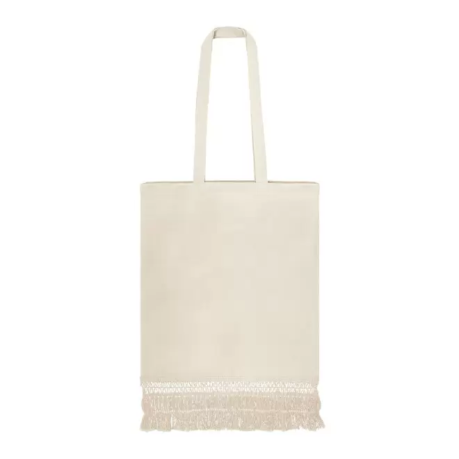 SAC EN COTON PERSONNALISABLE AVEC FRANGES 'PORTILLON' - beige