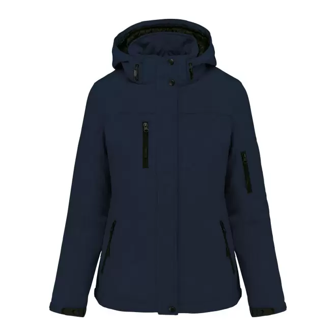 SOFTSHELL FEMME PERSONNALISABLE 'KARISOFT CAPUCHE' - bleu marine