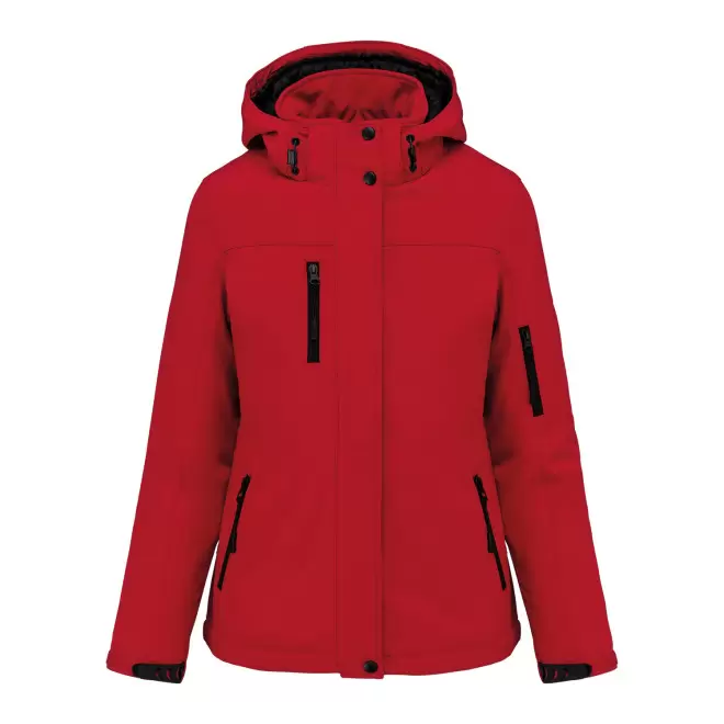 SOFTSHELL FEMME PERSONNALISABLE 'KARISOFT CAPUCHE' - rouge