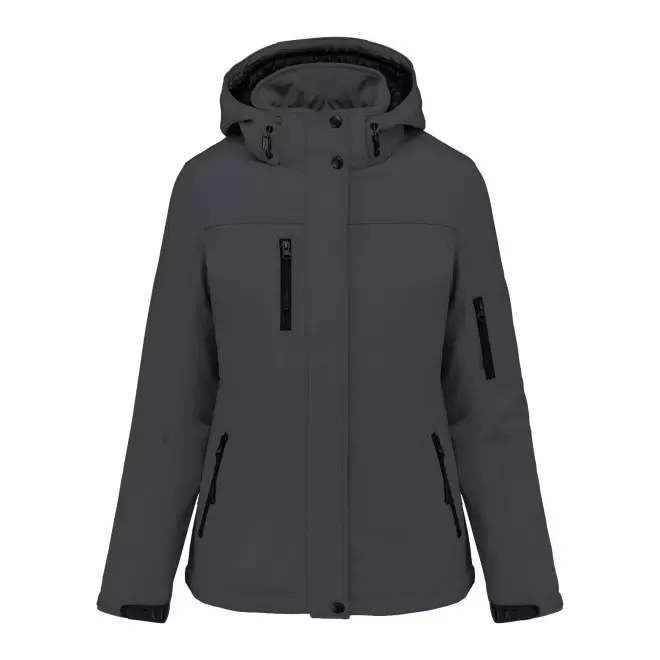 SOFTSHELL FEMME PERSONNALISABLE 'KARISOFT CAPUCHE' - gris foncé