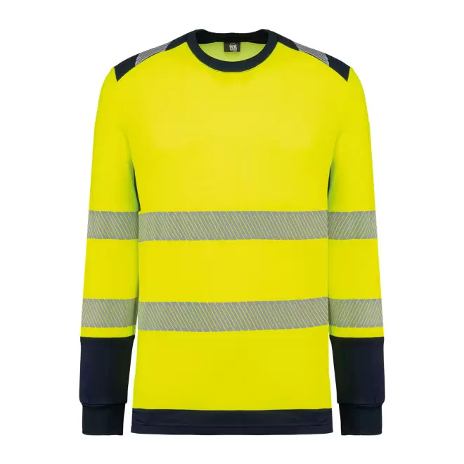 TEE-SHIRT MANCHES LONGUES SECURITE PERSONNALISABLE 'SECA' - jaune/marine