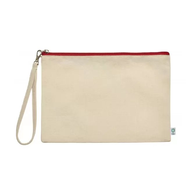 POCHETTE PUBLICITAIRE COTON RECYCLE 'BAMBUIA' - naturel/rouge