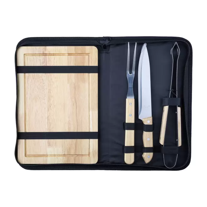 SET BARBECUE PERSONNALISABLE 4 PIECES 'RIBS' - noir