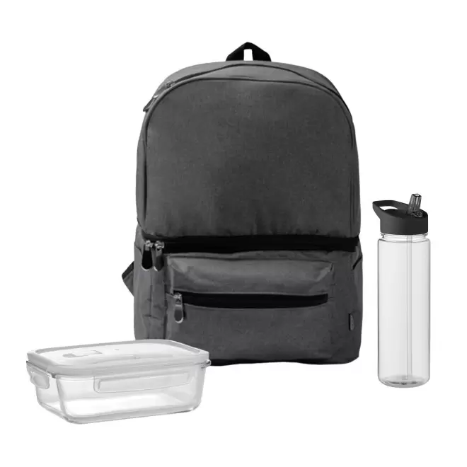 SET LUNCHBOX PUBLICITAIRE SAC ET BOUTEIILE 'LUNCHRY' - noir/noir