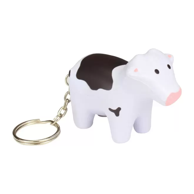 PORTE CLES ANTI STRESS PERSONNALISABLE 'STREZOU VACHE' - blanc/noir