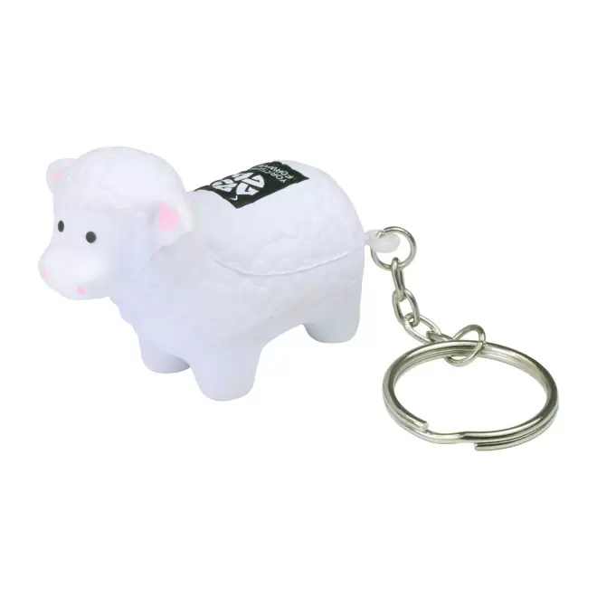 PORTE CLES ANTI STRESS PUBLICITAIRE 'STREZOU MOUTON' - blanc