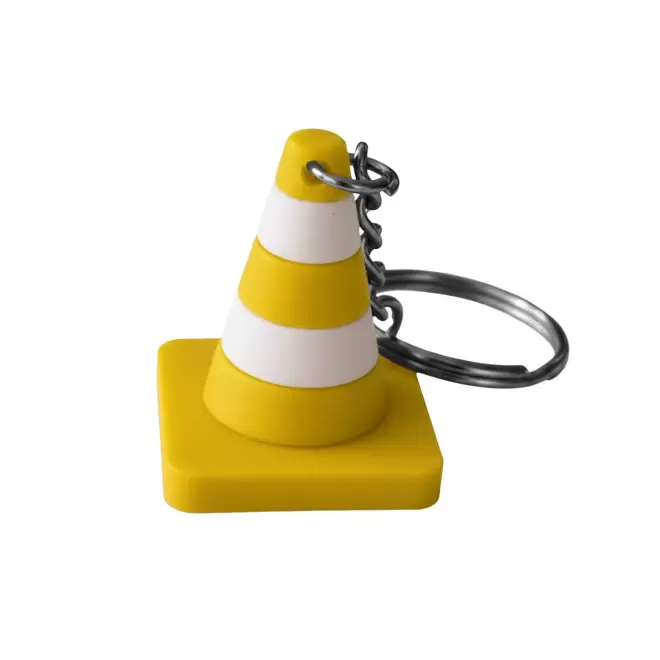 PORTE CLES PVC 3D CONE CHANTIER PERSONNALISABLE 'CONY' - jaune