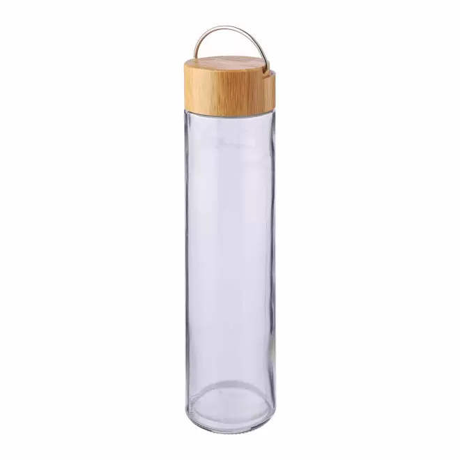 BOUTEILLE PERSONNALISABLE EN VERRE ET BAMBOU 500ML 'BALS' - brun