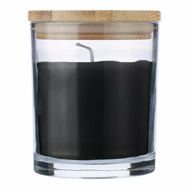 BOUGIE PERSONNALISABLE COUVERCLE BAMBOU 'BANILA COLOR' - noir