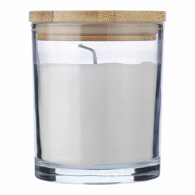 BOUGIE PERSONNALISABLE COUVERCLE BAMBOU 'BANILA COLOR' - blanc