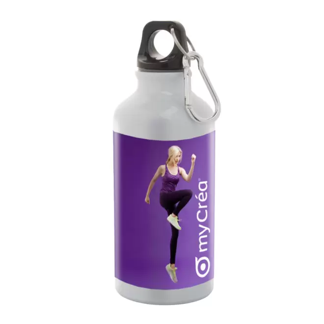 GOURDE EN METAL AVEC MOUSQUETON 'EVEREST' SUBLIMATION - blanc