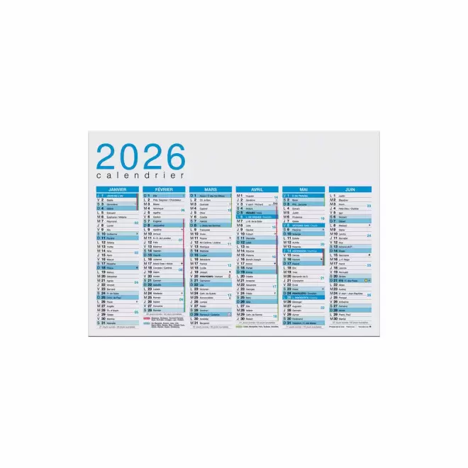 CALENDRIER SOUPLE A2 À A5 'ASTERO' - bleu