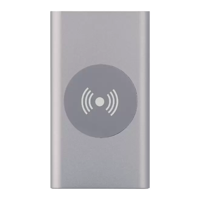 BATTERIE EXTERNE PUBLICITAIRE ET CHARGEUR A INDUCTION 'LERGEN' - argenté