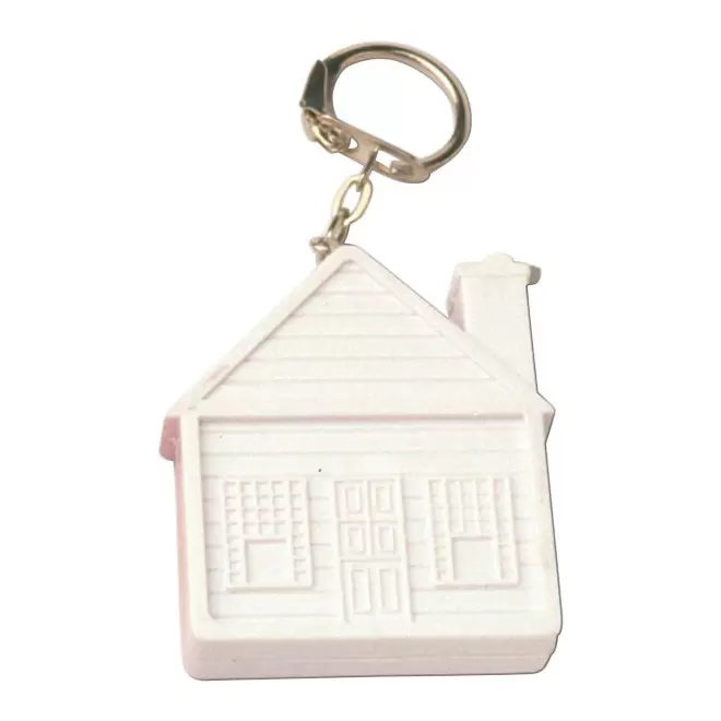PORTE-CLES METRE RUBAN PERSONNALISABLE 'DANO MAISON 2M' - blanc