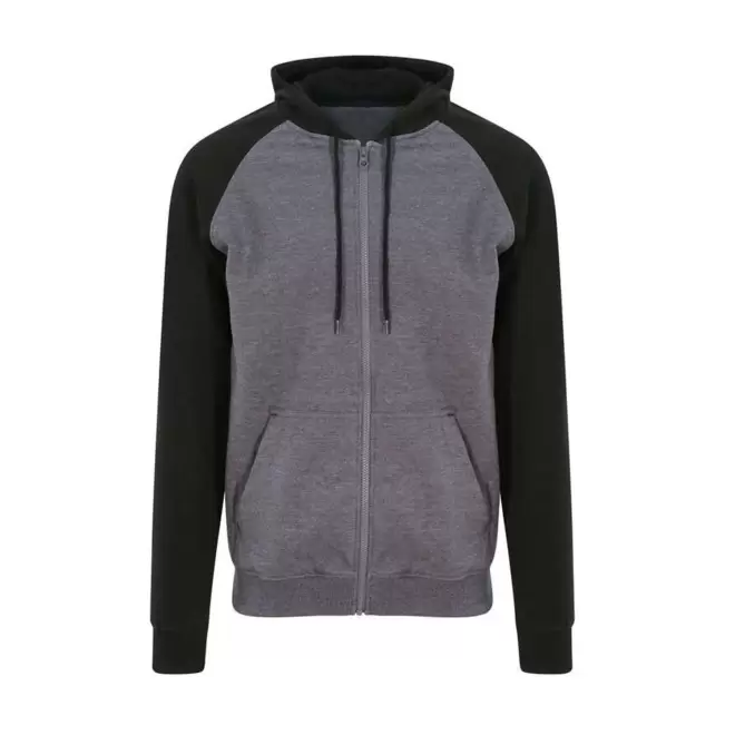 SWEAT CAPUCHE MIXTE PERSONNALISABLE 'VARSITA ZIPPE' - gris foncé/noir