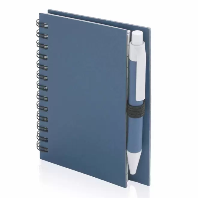 CARNET A SPIRALES AVEC STYLO PERSONNALISABLE 'CARLEY MINI' - bleu
