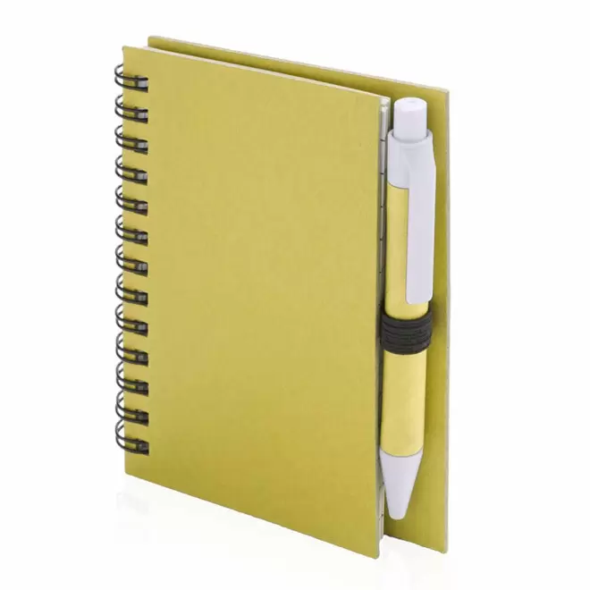CARNET A SPIRALES AVEC STYLO PERSONNALISABLE 'CARLEY MINI' - jaune