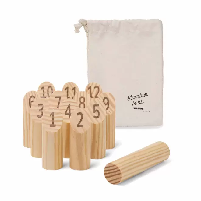 MINI JEU DE QUILLES PERSONNALISABLE 'MIMOLKI' - marron