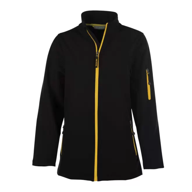 SOFTSHELL PERSONNALISABLE FEMME PEN DUICK 'ATLANTIC' - noir/jaune