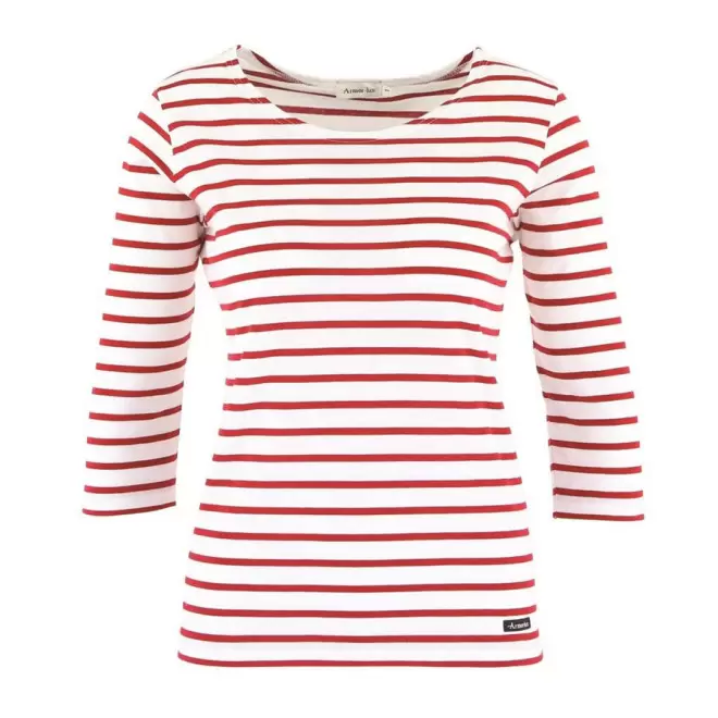 MARINIÈRE FEMME MANCHES 3/4 ARMOR LUX® 'CAP' - blanc/rouge