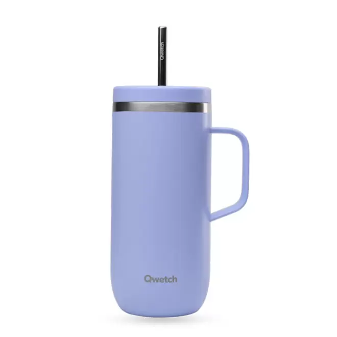 MUG ISOTHERME 600ML QWETCH® PERSONNALISE 'COLD CUP POIGNEE' - glycine