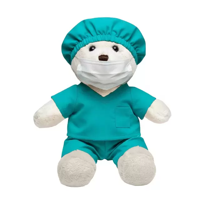 PELUCHE OURSON DOCTEUR PERSONNALISABLE 'CHIROURS' - crème