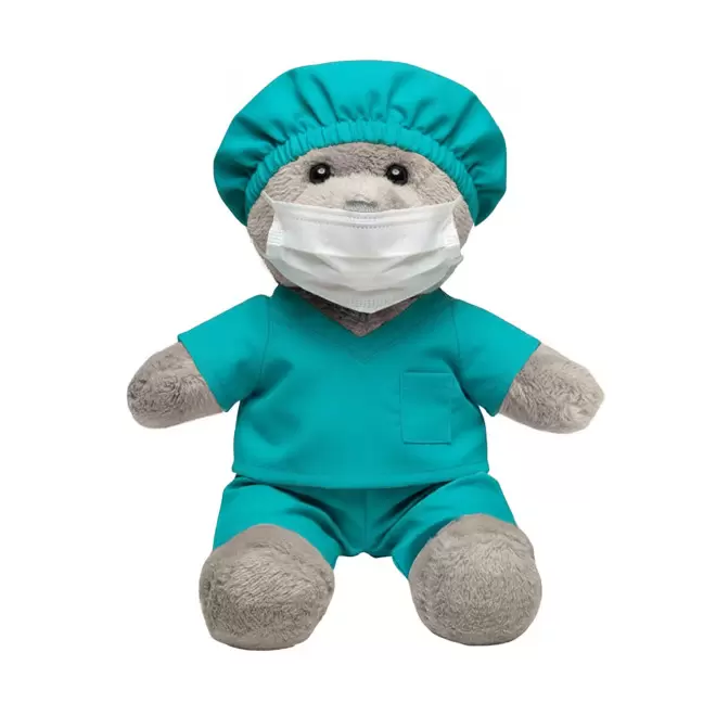 PELUCHE OURSON DOCTEUR PERSONNALISABLE 'CHIROURS' - gris clair