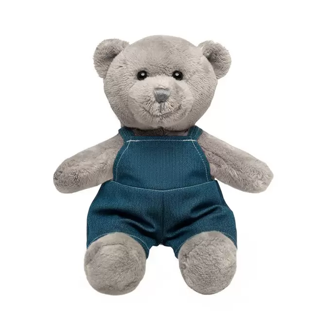 PELUCHE OURSON SALOPETTE PERSONNALISABLE 'PLOMBI' - gris clair
