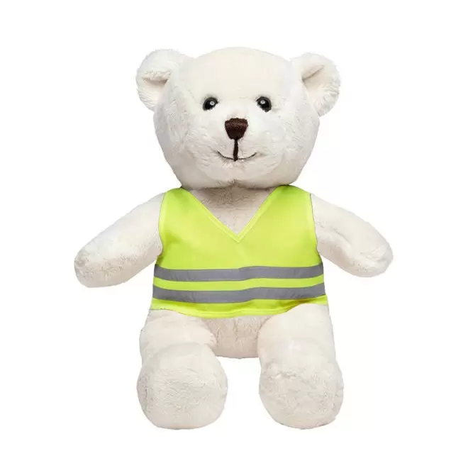 PELUCHE OURSON GILET SECURITE PERSONNALISABLE 'OURSI' - crème