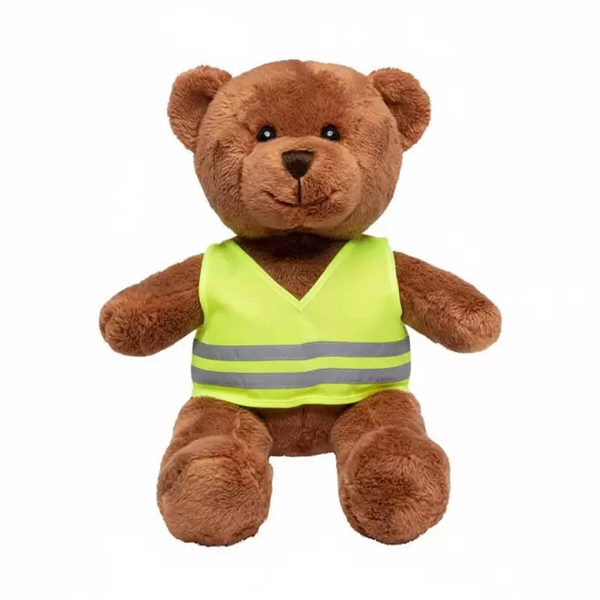 PELUCHE OURSON GILET SECURITE PERSONNALISABLE 'OURSI' - marron