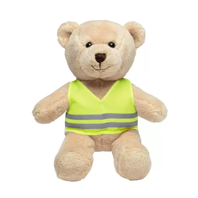 PELUCHE OURSON GILET SECURITE PERSONNALISABLE 'OURSI' - marron clair