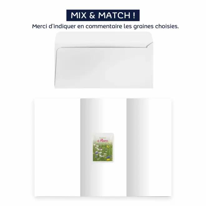 CARTE 3 VOLETS AVEC GRAINES PERSONNALISABLE 'POUVOI' - carte avec enveloppe séparés
