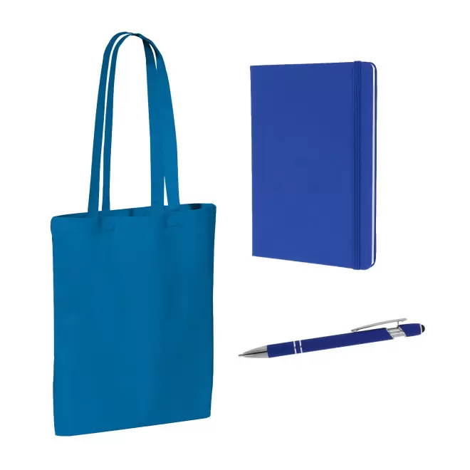 SET SAC CARNET ET STYLO PERSONNALISABLE 'BUSY' - bleu