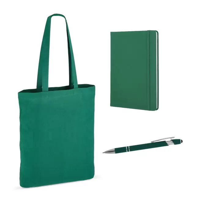SET SAC CARNET ET STYLO PERSONNALISABLE 'BUSY' - vert foncé