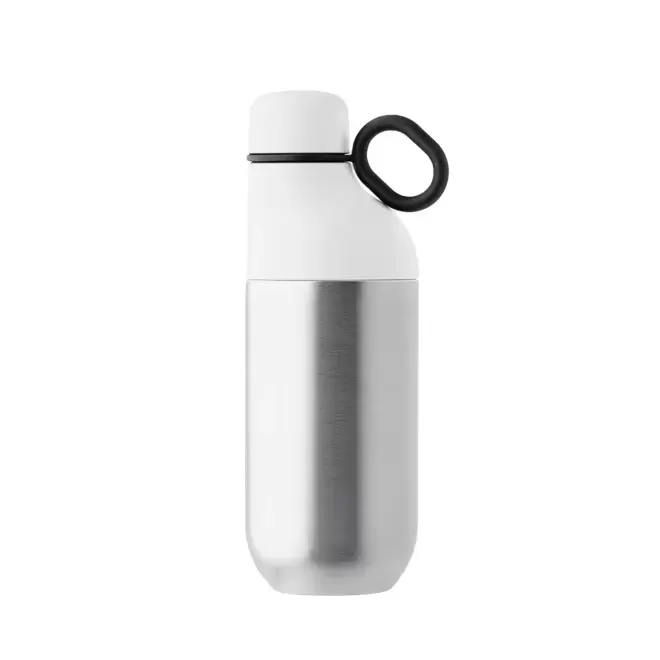 GOURDE ET MUG ISOTHERME 2 EN 1 PERSONNALISES 500ML 'TIHOU' - blanc/argenté