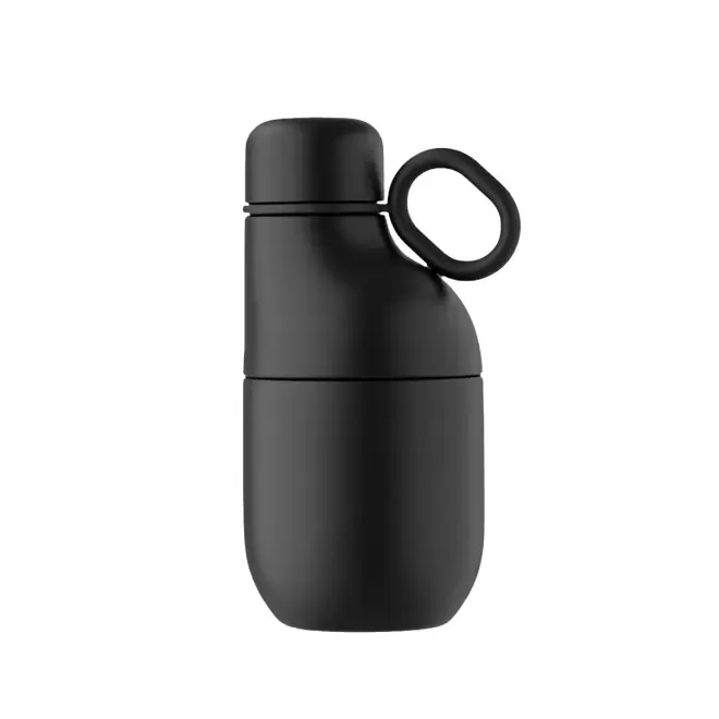 GOURDE ET MUG ISOTHERME 2 EN 1 330ML PERSONNALISABLE 'TIHOU' - noir