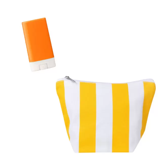 SET PUBLICITAIRE TROUSSE ET STICK 'SOLY' - jaune/orange